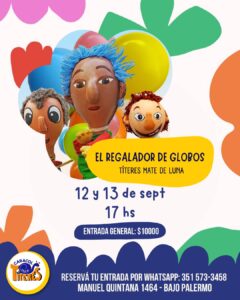 Títeres Mate de Luna presenta «El Regalador de Globos» en la Sala Caracol