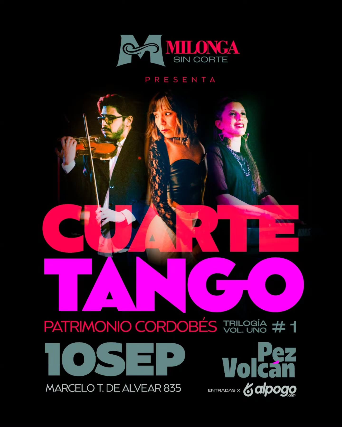 Milonga Sin Corte arranca el festejo de sus 14 años con «Cuartetango» en Pez Volcán